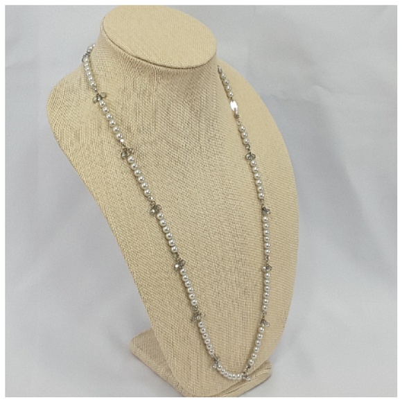 Silvertone Faux Pearls with Accent Beads - Picture 3 of 8